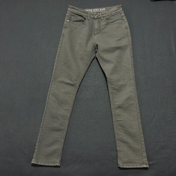 Vintage Genes Black Jeans Mens 28x28 Gray Black Slim Fit Stretch Denim cotton - Picture 1 of 15
